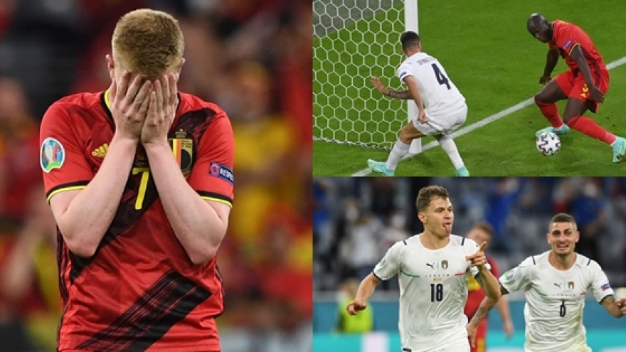 Italia 2-1 Bỉ: De Bruyne không "gánh" nổi Lukaku